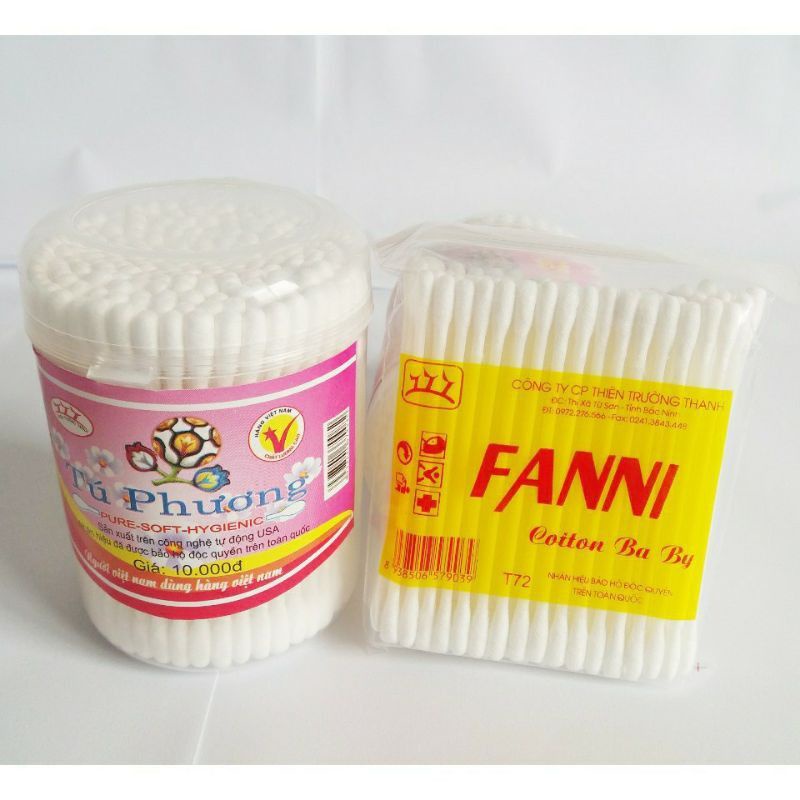 Tăm Bông Cho Bé Dùng Vệ Sinh Tai, Mũi Cho Trẻ Sơ Sinh An Toàn, Mềm Mại (Hộp 150 Que Bông)