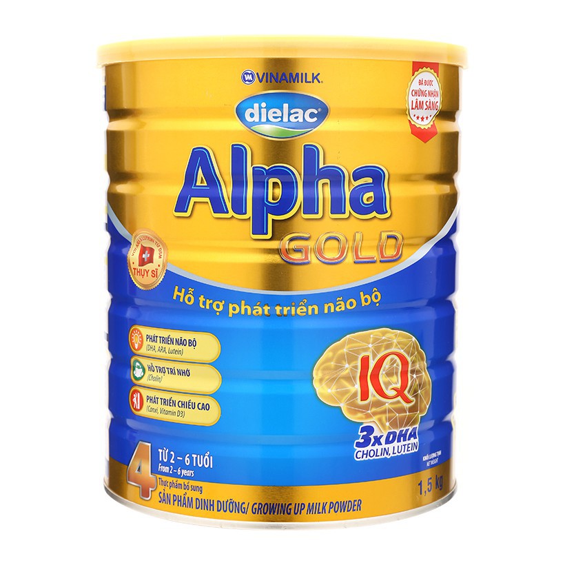 Sữa Bột Dielac Alpha Gold 4 1,5kg Vinamilk (cho bé 2 tuổi trở lên)