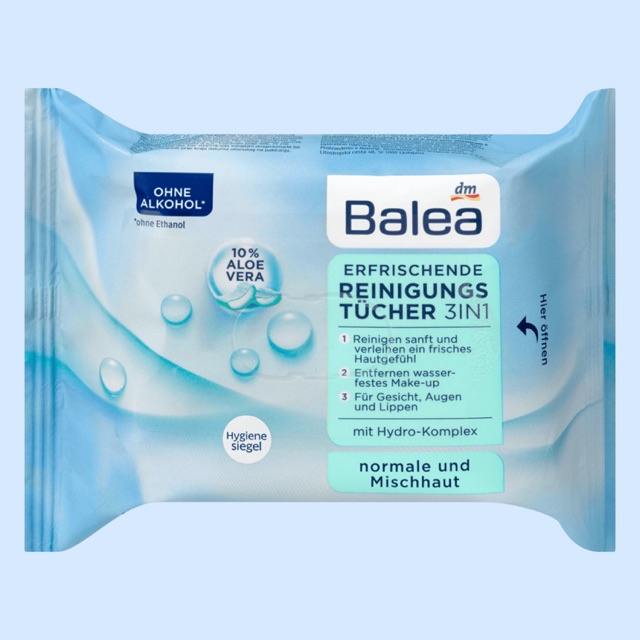 Khăn giấy ướt tẩy trang Balea Đức cho mặt gói 25 tờ an toàn da nhạy cảm - Shop Viloet