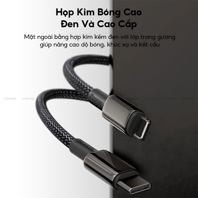 Dây Sạc Nhanh 20w Pd Baseus Tungsten Gold Cloverb Dây Bện Nylon Độ Dài 1m 2m Cho Ip13 Pro Max 12 Pro Max 11 Pro Max- HSH