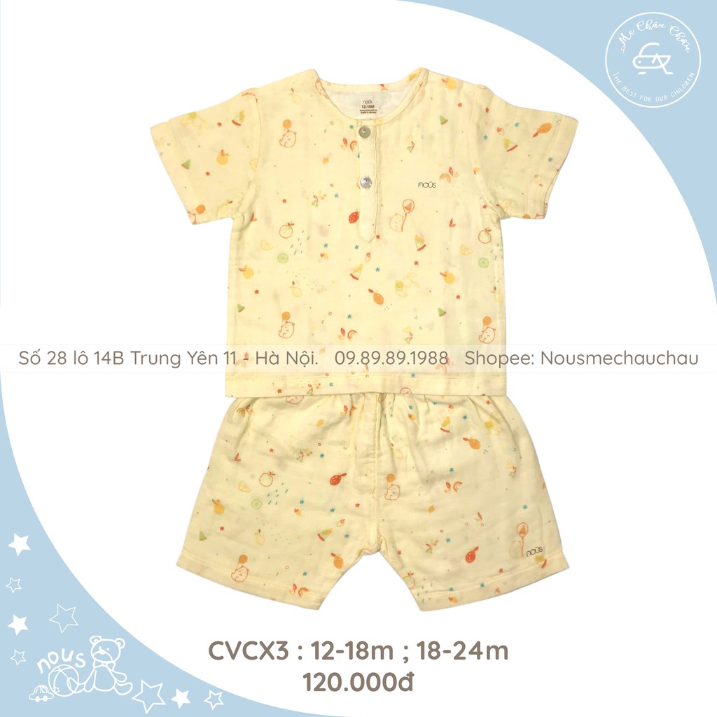 Bộ Quần Áo Cộc Cài Vai Cộc Xô Vàng Gấu Bóng Bay NOUS (Size 12-18 Tháng Đến 18-24 Tháng)