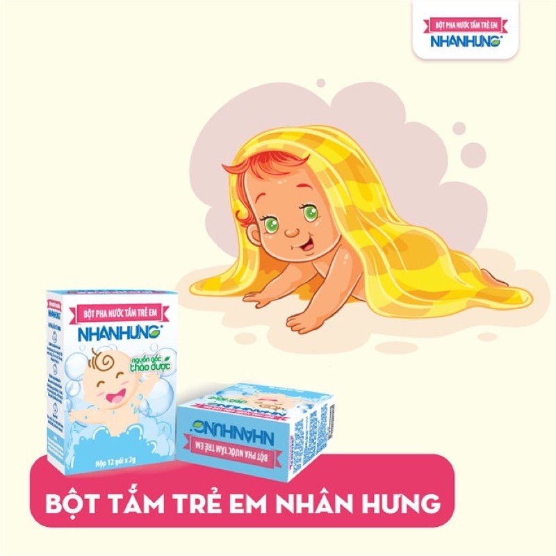 Bột pha nước tắm trẻ em Nhân Hưng (Hộp 12 và 30 gói)