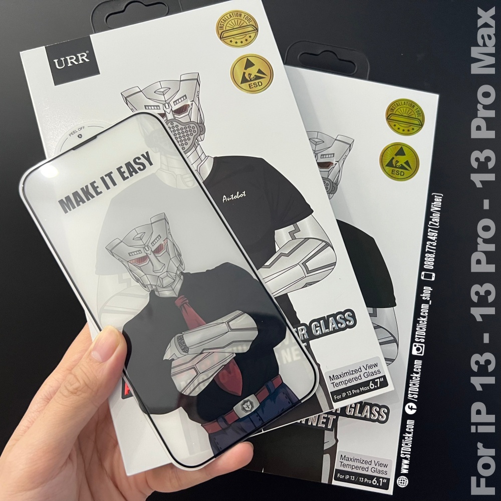 KÍNH CƯỜNG LỰC IPHONE 13 - 13 PRO - 13 PRO MAX URR AUTOBOT ANTI DUST CÓ MÀNG LOA CHÍNH HÃNG