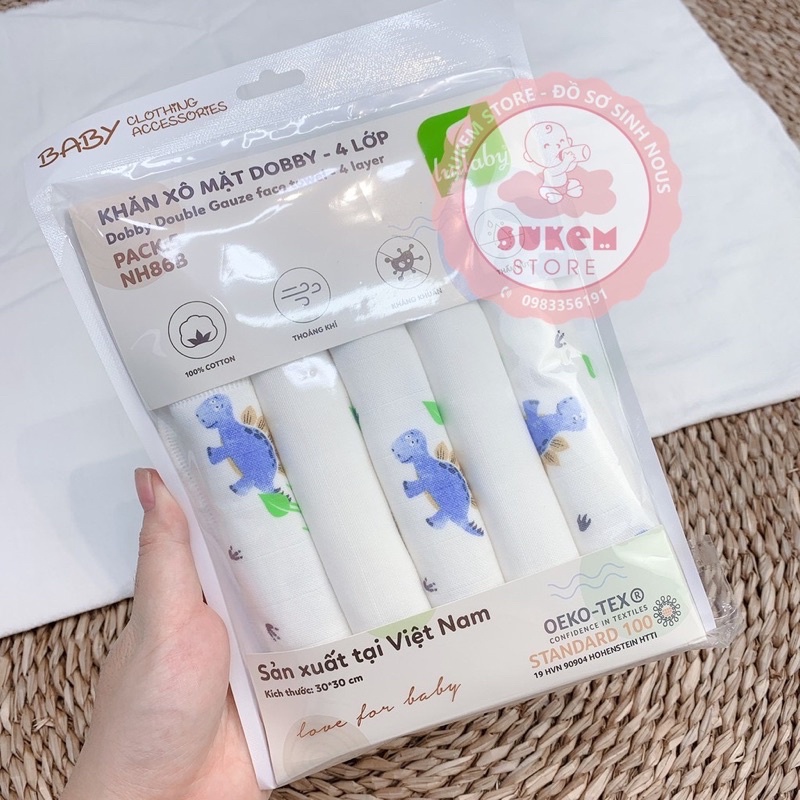 Khăn Sữa Lullaby / Khăn Xô Rửa Mặt 4 Lớp Siêu Mềm Mịn Kích Thước 30cmx30cm