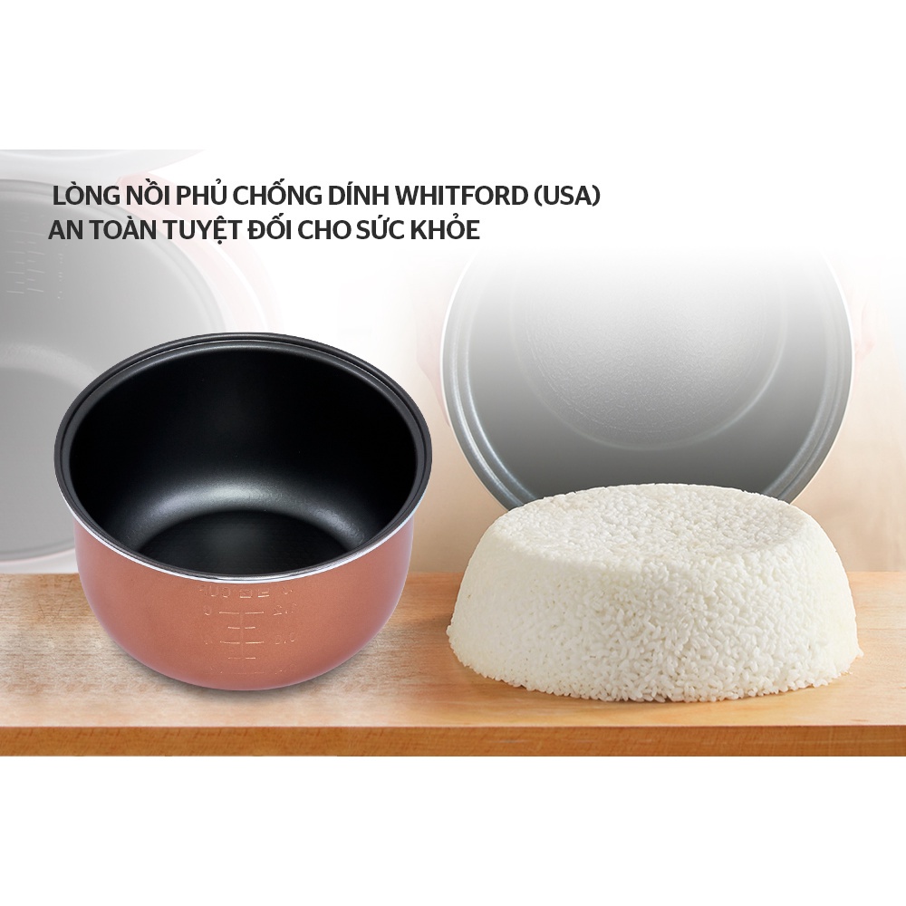 NỒI CƠM ĐIỆN SUNHOUSE HAPPY TIME HTD8522G 1.2L/ Xanh - HTD8521P 1.8L/ Hồng, Lòng Nồi Chống Dính, Công Nghệ Nấu Hàn Quốc