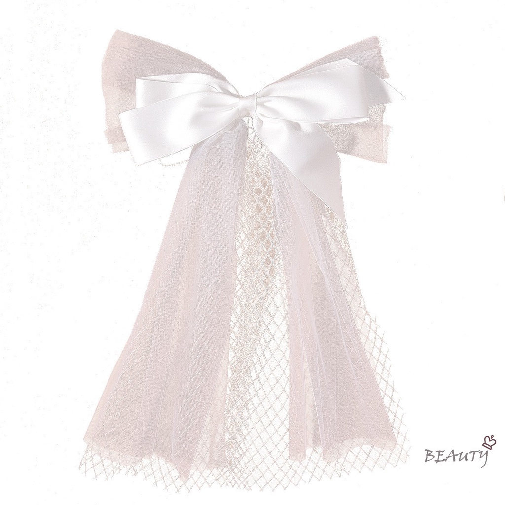 Phụ kiện cài tóc hình nơ phối mạng che mặt cho cô dâu