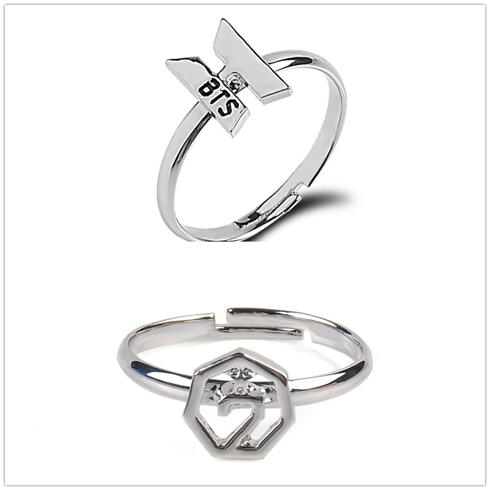 Nhẫn hợp kim bạc có thể điều chỉnh phong cách thời trang Kpop
