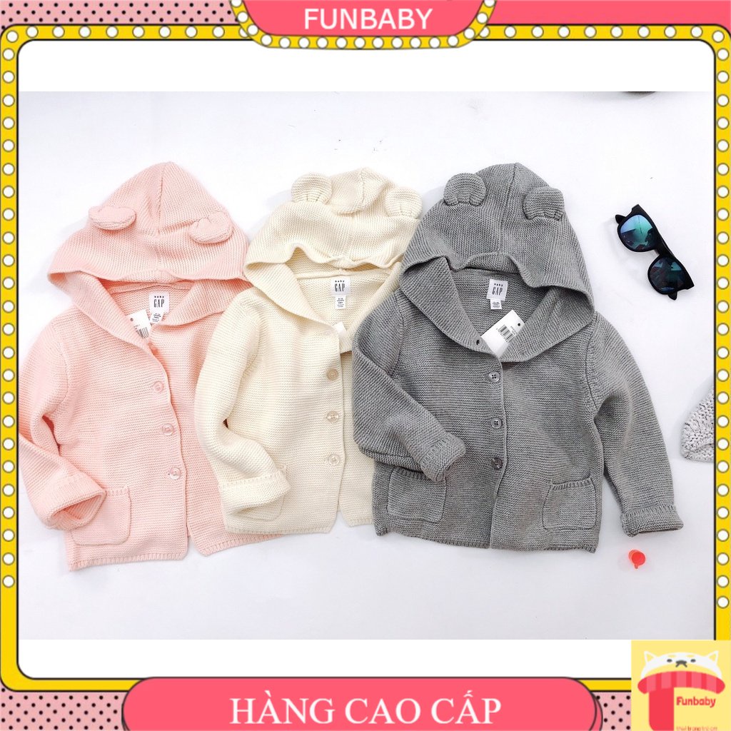 Áo khoác len cho bé cài khuy có mũ, Áo len cardigan tai Gấu trẻ em 6m-4 tuổi hãng GAP đanh sợi không bai xù