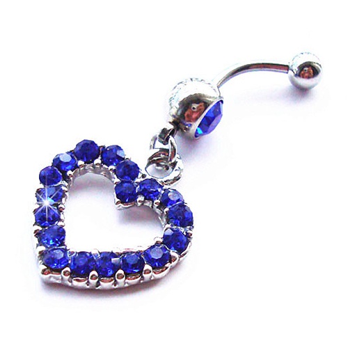 Khuyên rốn thép không gỉ gắn hình trái tím đính đá xinh xắn