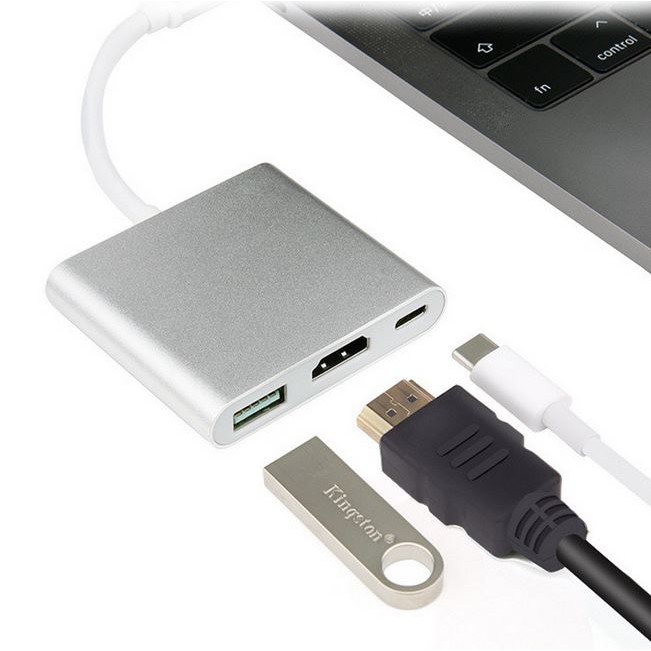 Cáp chuyển đổi từ Typec sang HDMI và USB 3.0 cho macbook, điện thoại cáp hdmi cho điện thoại kết nối ti vi máy chiếu