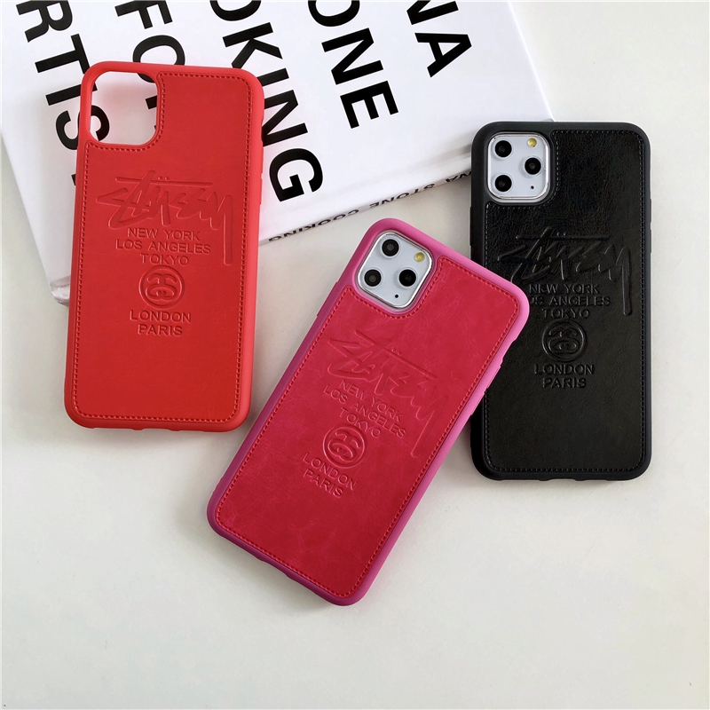 Ốp điện thoại bọc da PU mềm họa tiết Stussy 3D chống sốc cho IPhone 7 8 6 6S Plus 11 Pro Max XS Max X XR