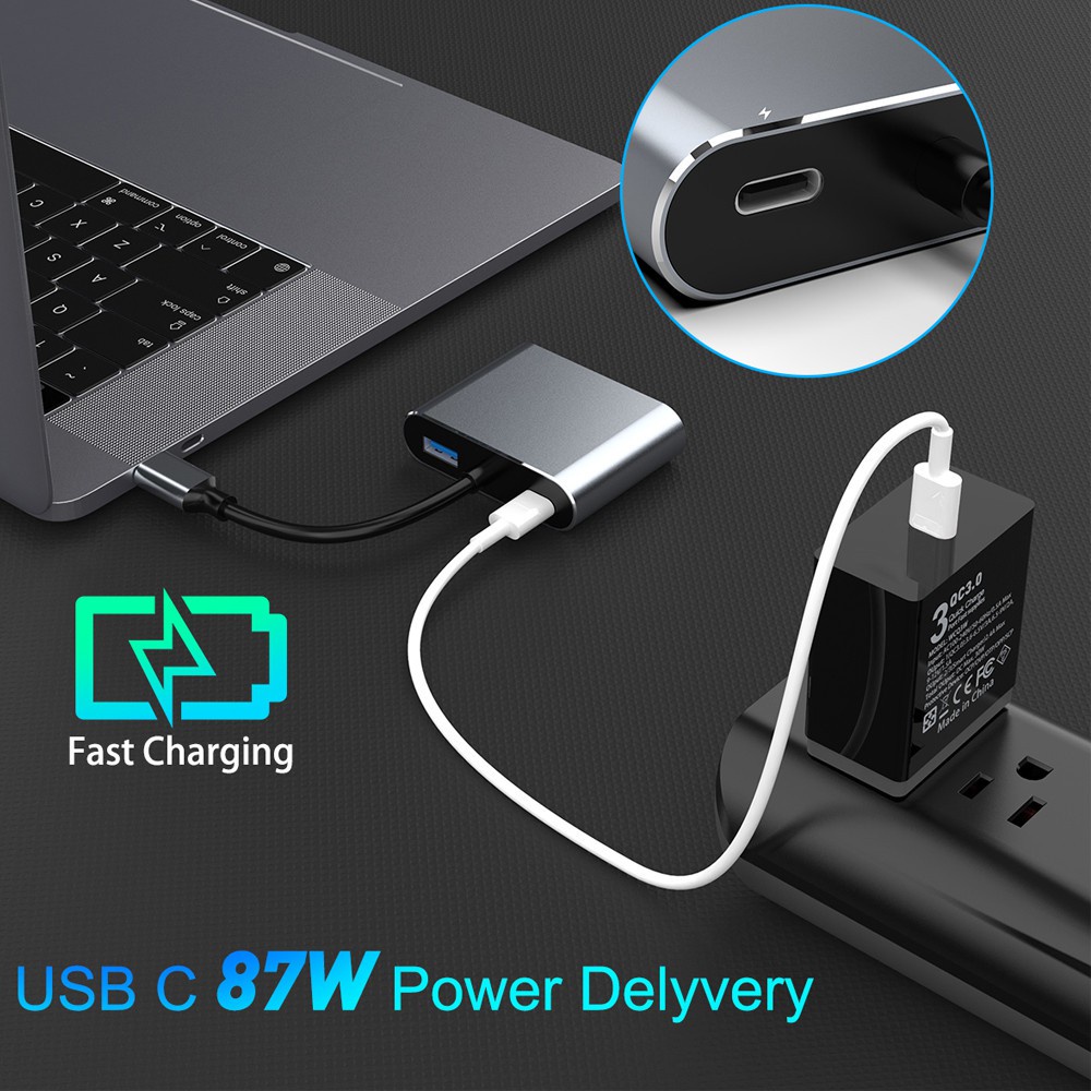 Bộ Chuyển Đổi Type-C 3.1 Sang Hd 4k Hdmi + Vga + Usb3.0 + Pd Hub Usb-C Cho Macbook Series