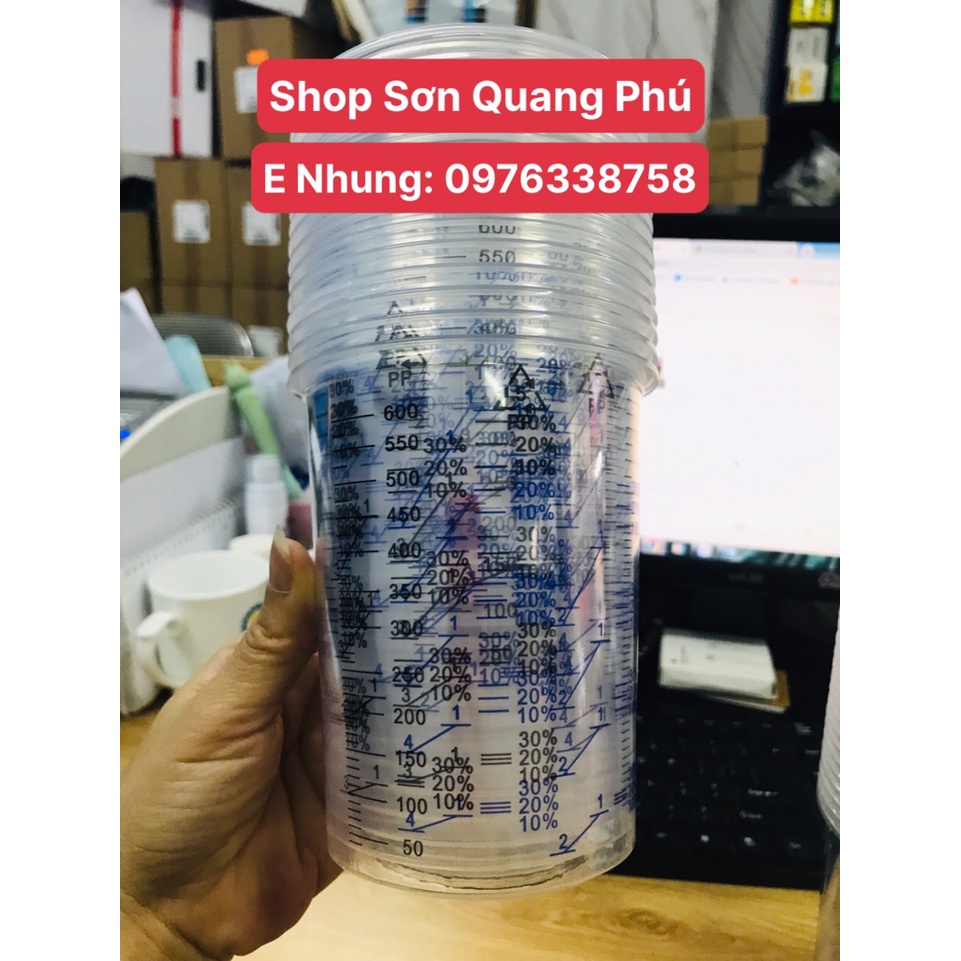 Cốc pha sơn đo lường tỉ lệ sơn ôtô xe máy 600ml