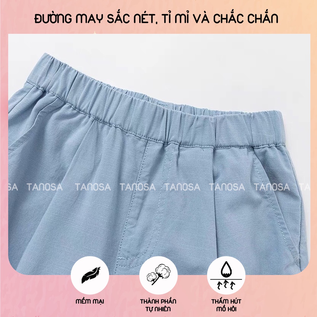 Quần baggy dài bé trai chất đũi xước mềm mại nhiều màu cho bé từ 10-30kg TANOSA