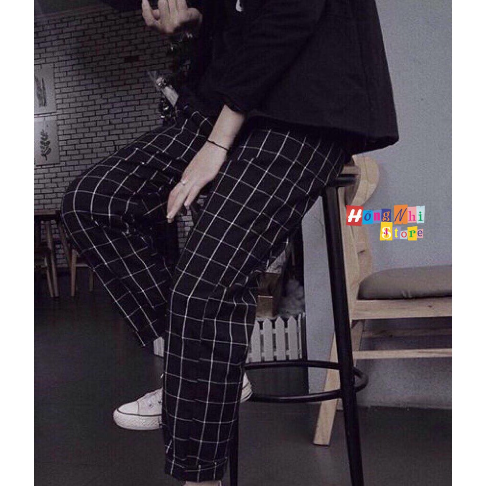 QUẦN SỌC CARO UNISEX QUẦN BAGGY CARO LƯNG THUN PLAID PANTS CAO CẤP - MM  ྇