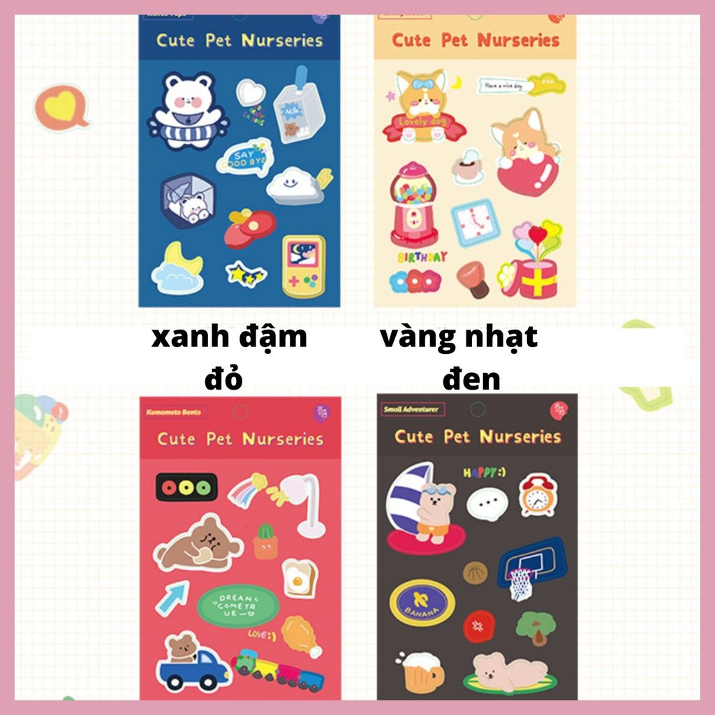 STICKER CUTE PET NURSERIES 8 MẪU
