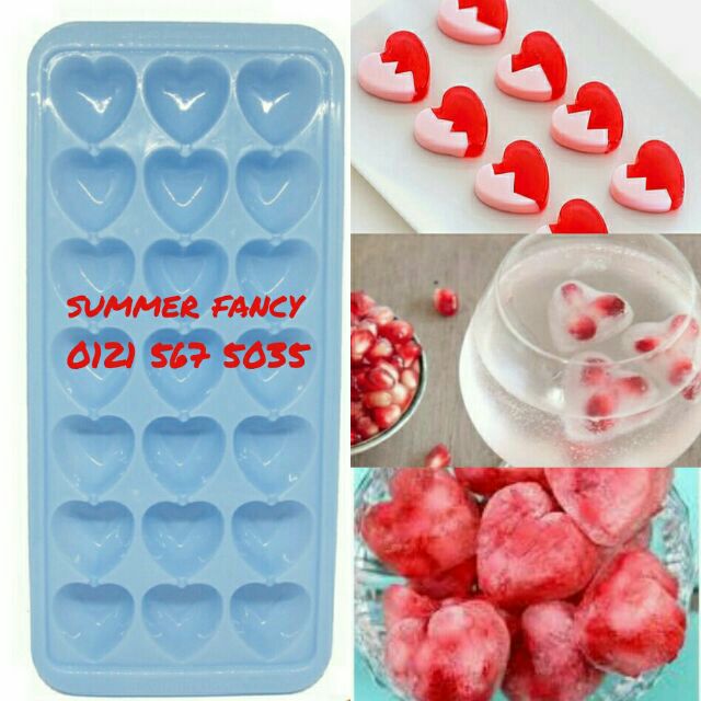 Khuôn nhựa làm thạch trái tim Khay đá hình 21 viên Heart shaped tray ice VT-KD22