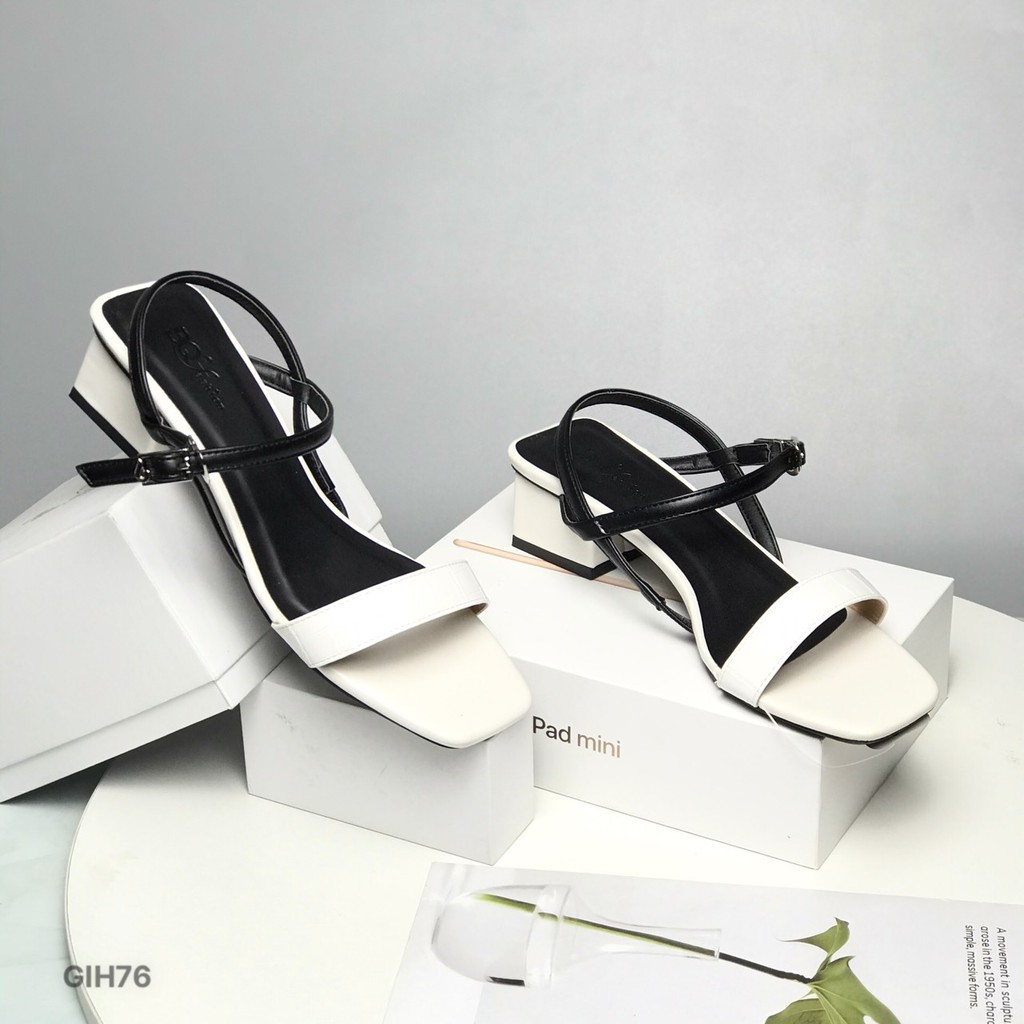 Sandal nữ BQ ❤️FREESHIP❤️ Giày quai hậu cao gót phối quai màu sắc trẻ trung gót vuông 5cm GIH76