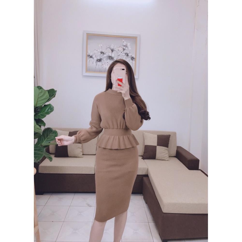 Bộ váy len peplum công sở cao cấp free size  Linh Kem Shop AL11