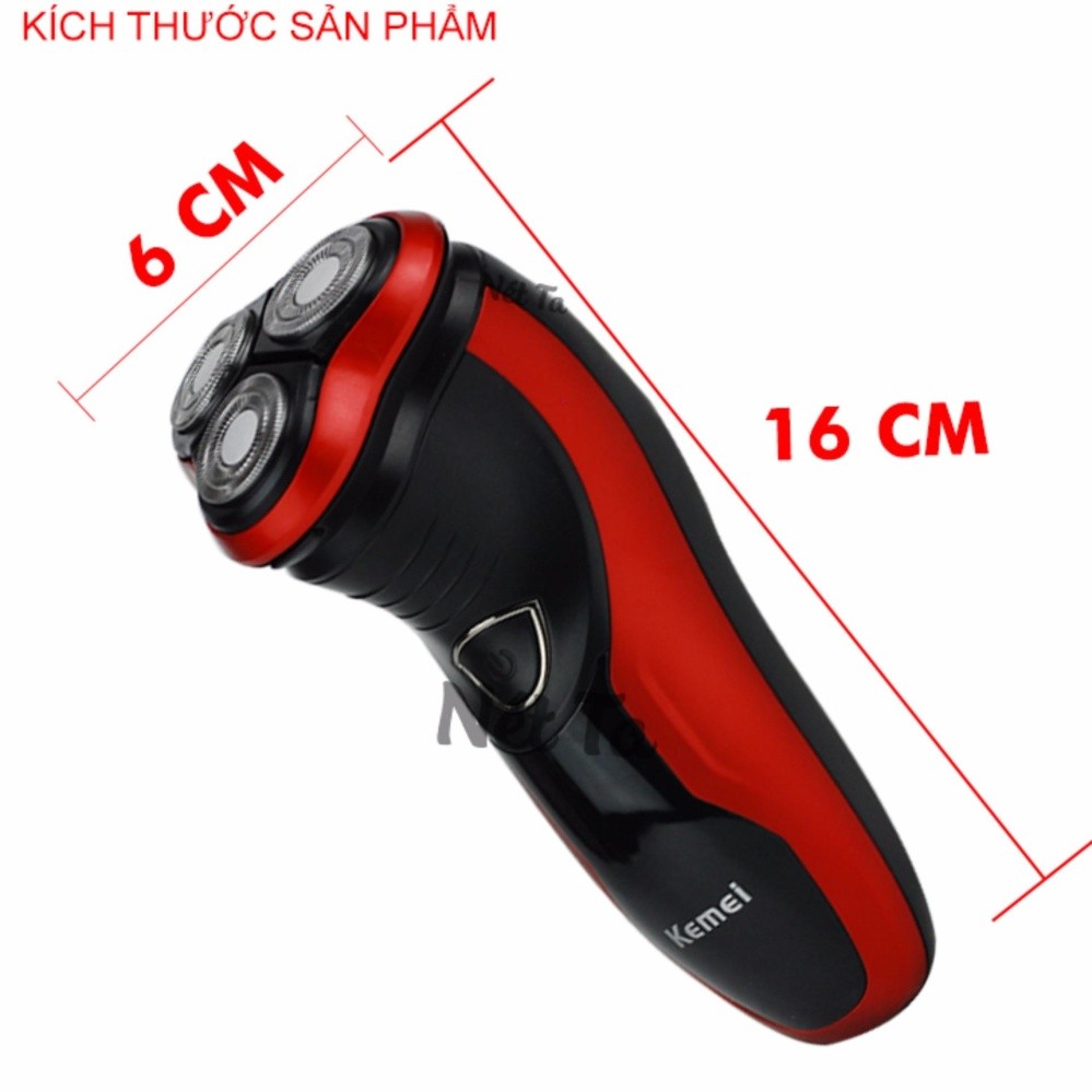 Máy cạo râu 3 lưỡi KM-9013 (đỏ phối đen)