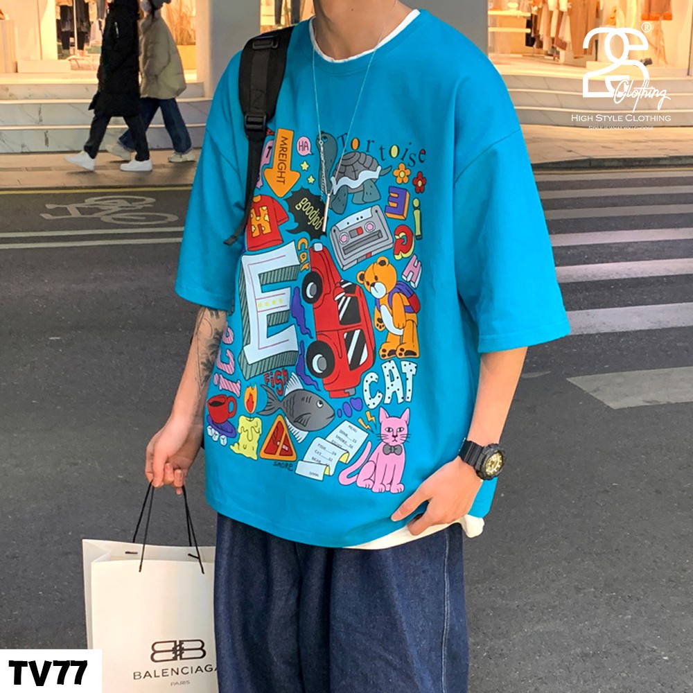 Áo Phông Trắng Nam Form Rộng 2s Clothing Áo Thun Nam Basic Tee Oversize Cotton Giá Rẻ In Hình Thời Trang Cá Tính TV77 | BigBuy360 - bigbuy360.vn