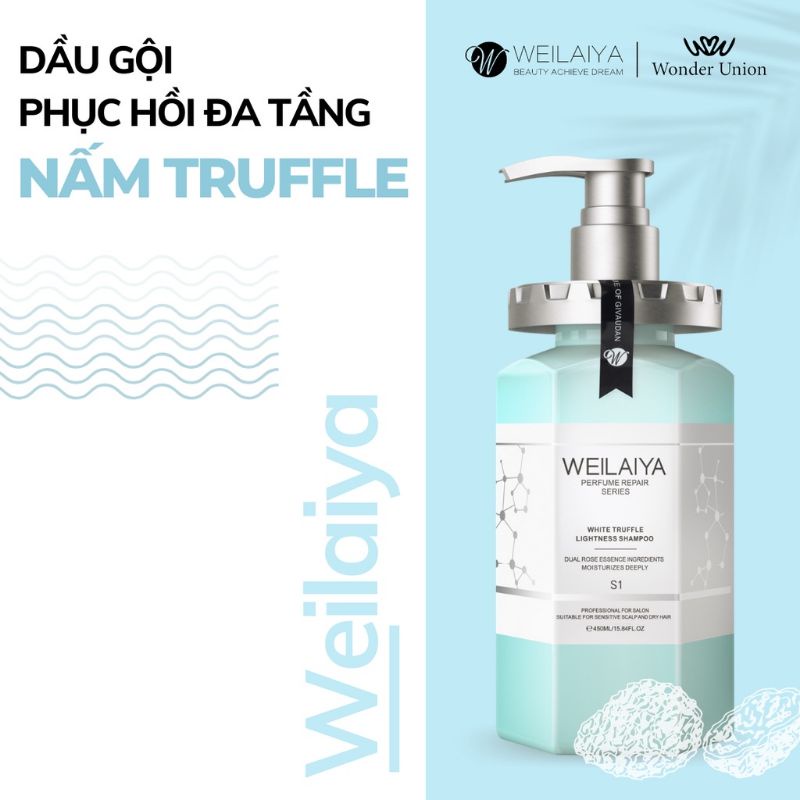 Dầu gội phục hồi đa tầng nấm Truffle Weilaiya 450ml dành cho tóc hư tổn, tóc khô xơ, tóc nhuộm, chống lão hóa da đầu