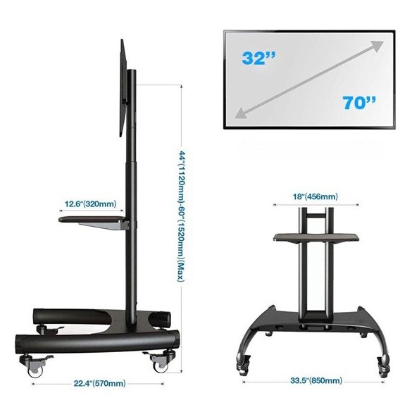 Giá Treo Tivi Di Động NB-AVA1500-60-1P, Model 2023, Treo Tivi Từ 32inch - 75inch