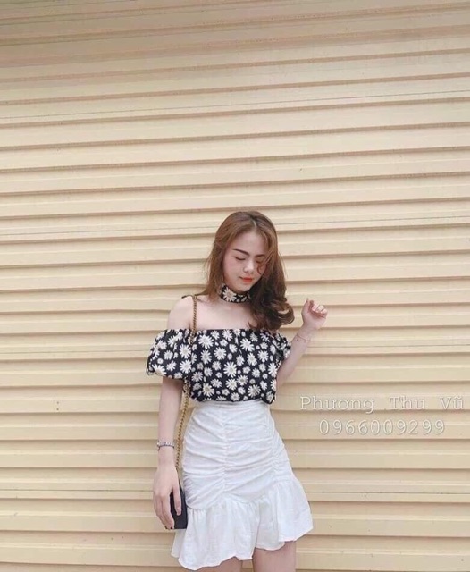 Sét áo hoa cúc + chân váy tặng kèm vòng chocker cổ hoa TRIPBLE T DRESS ❤️❤️ MS17B