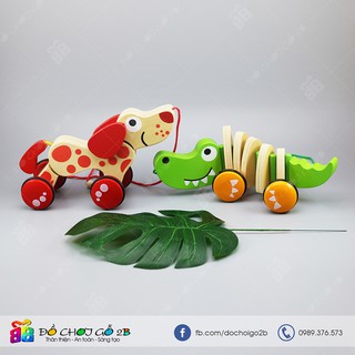 Đồ chơi gỗ Động vật có dây kéo - Cá sấu gỗ - Chó gỗ