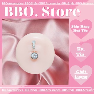 KHUYÊN RỐN ĐÁ TRÒN BI 3 ĐÁ SANG TRỌNG - BBO.STORE