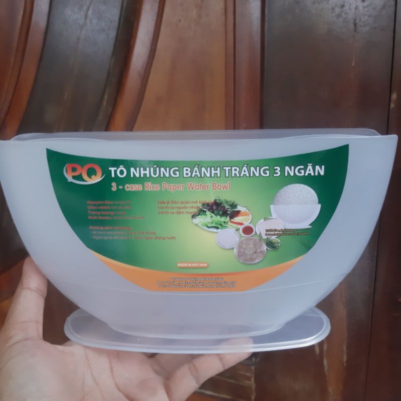 Tô nhúng  bánh  tráng 3 ngăn,Tô nhựa đựng bánh tráng