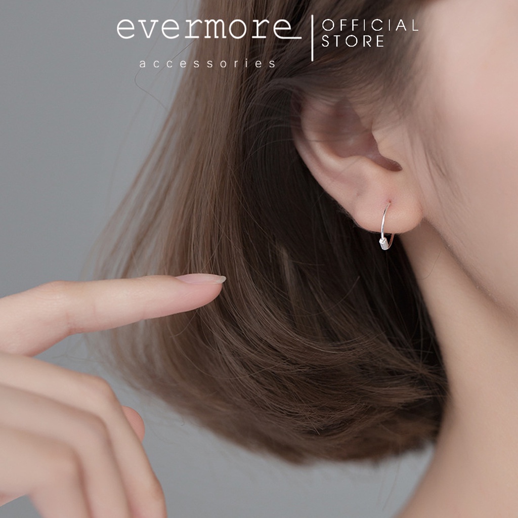 Bông tai bạc EVERMORE, khuyên tai  trụ xoắn bạc Ý 925, phong cách thanh lịch, minimalism - H035