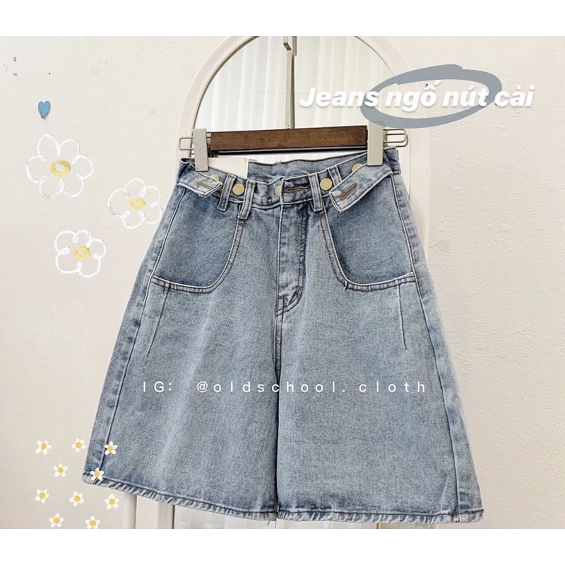 ✅Quần Jeans Ngố Nữ Đai Nút