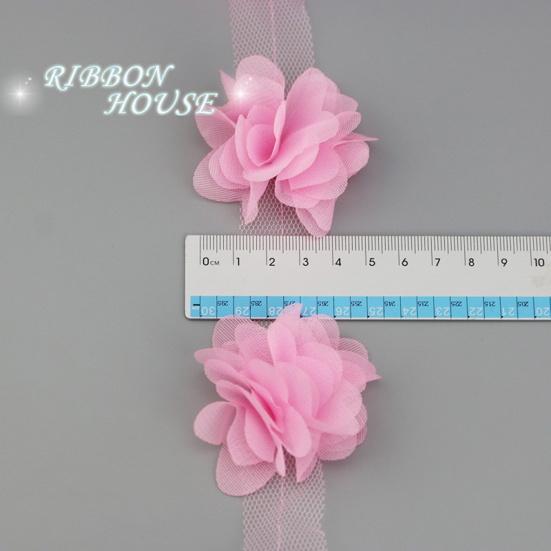 Dây ruy băng hoa chiffon 60 bông 50mm trang trí đa dụng