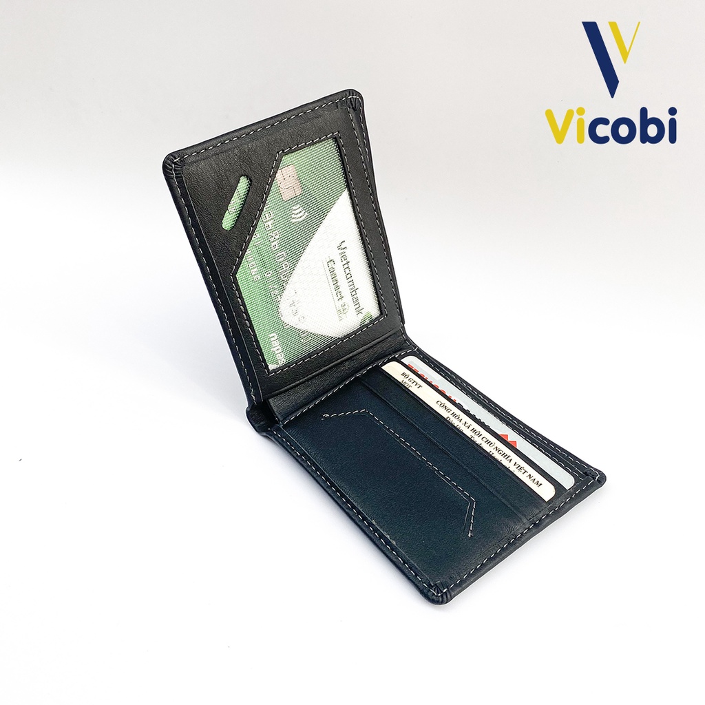 Ví mini ngang Da Bò Vicobi M6 - đựng thẻ cực nhỏ gọn 8cm x10,5cm