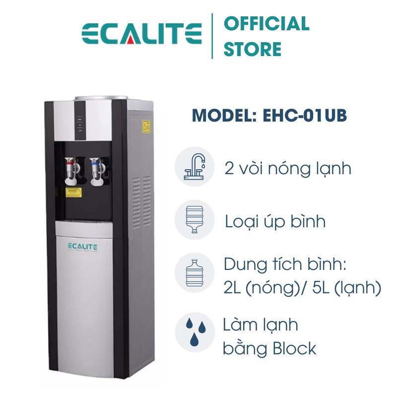 Cây nước nóng lạnh úp bình Ecalite EHC-01UB - Công nghệ Block làm lạnh sâu