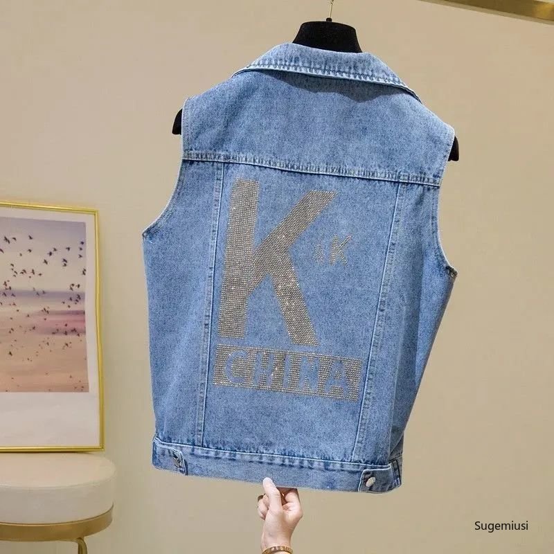 Hàng Mới Về Mới Áo Khoác Denim Không Tay Có Túi Thời Trang Xuân Thu Có Size Lớn Đến 100Kg