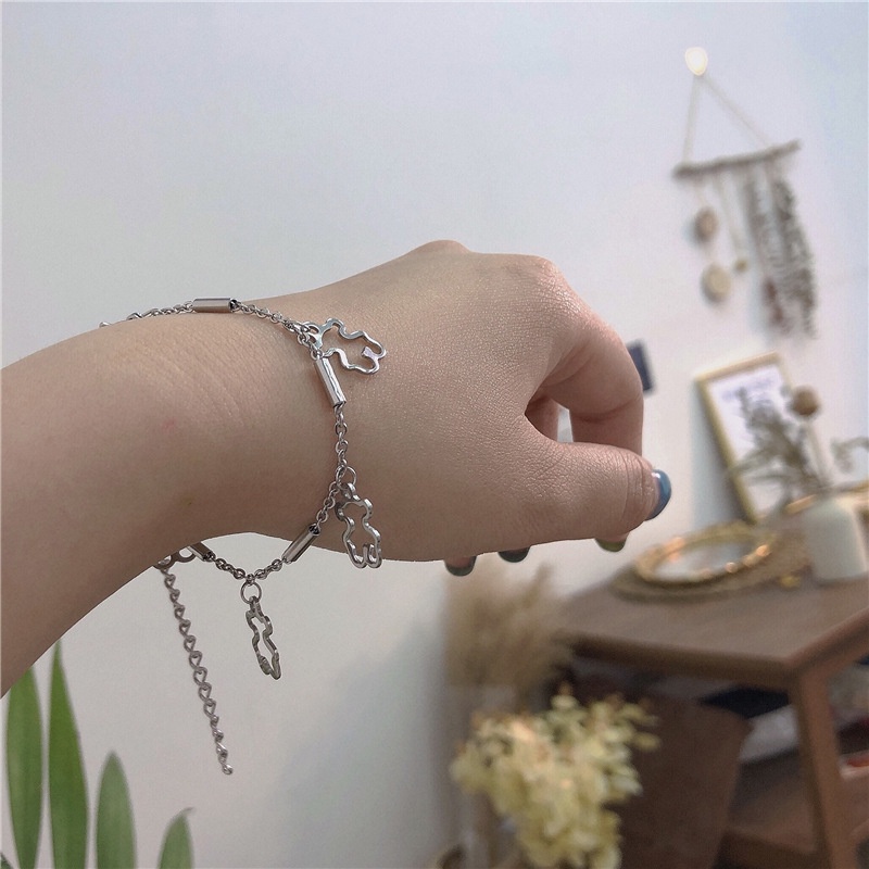 Vòng Tay Inox Rỗng Hình bungee punk Dễ Thương Vui Nhộn Phong Cách retro Cho Cặp Đôi