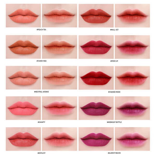 Son kem 3ce Soft Lip Lacquer( Null, Ex, change, Tawny)