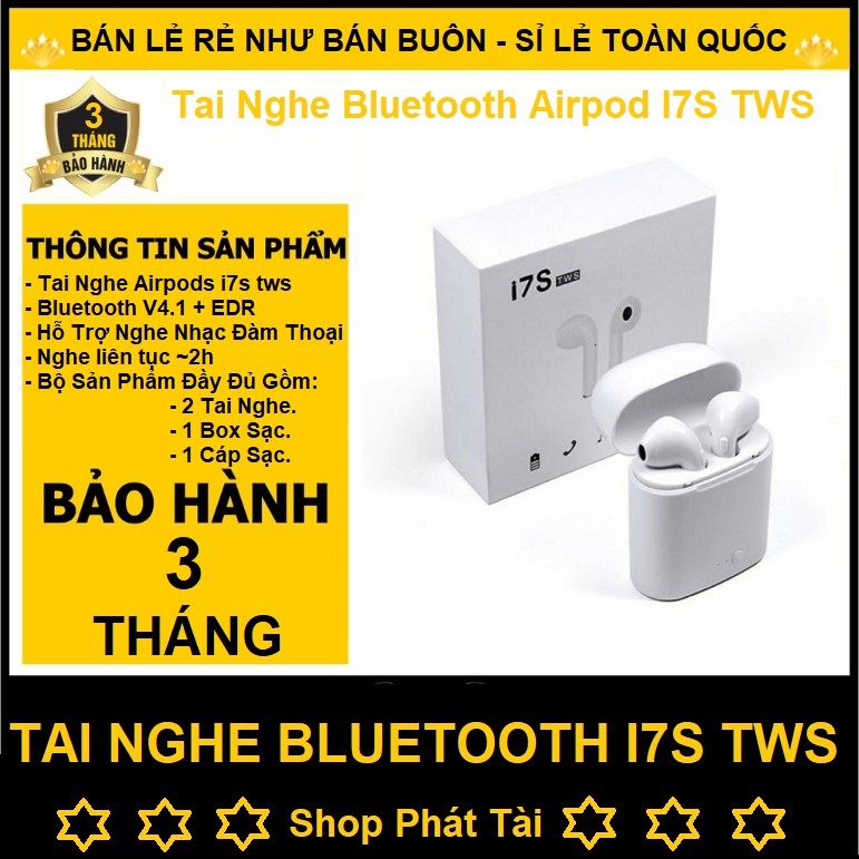 Tai Nghe Bluetooth, Tai Nghe Không Dây I7s Tws Tai Nghe Kèm Hộp Sạc Âm Thanh Cực Đỉnh