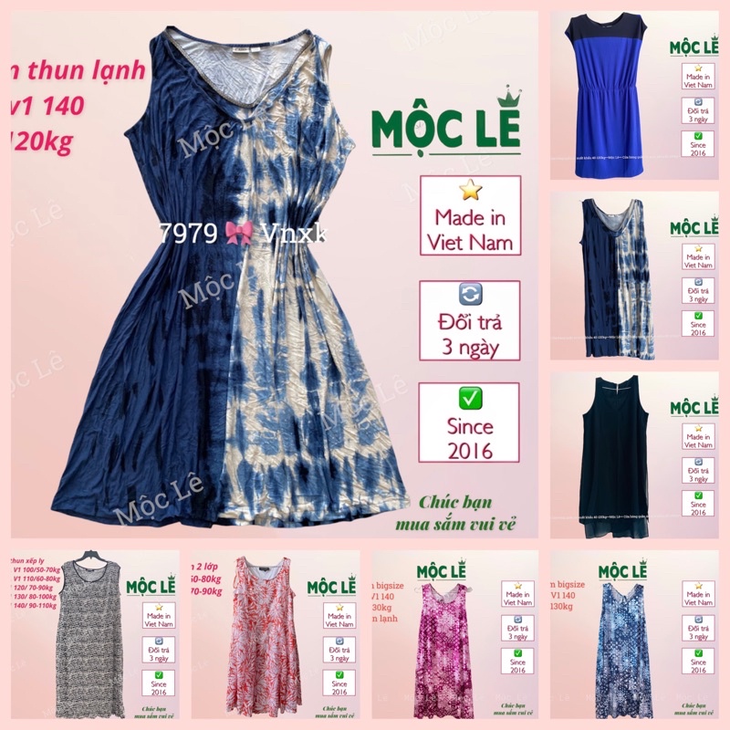 (70-130kg) Đầm thun lạnh sát nách plus size dress vnxk bigsize phom xoè màu loang, plus size loose dress