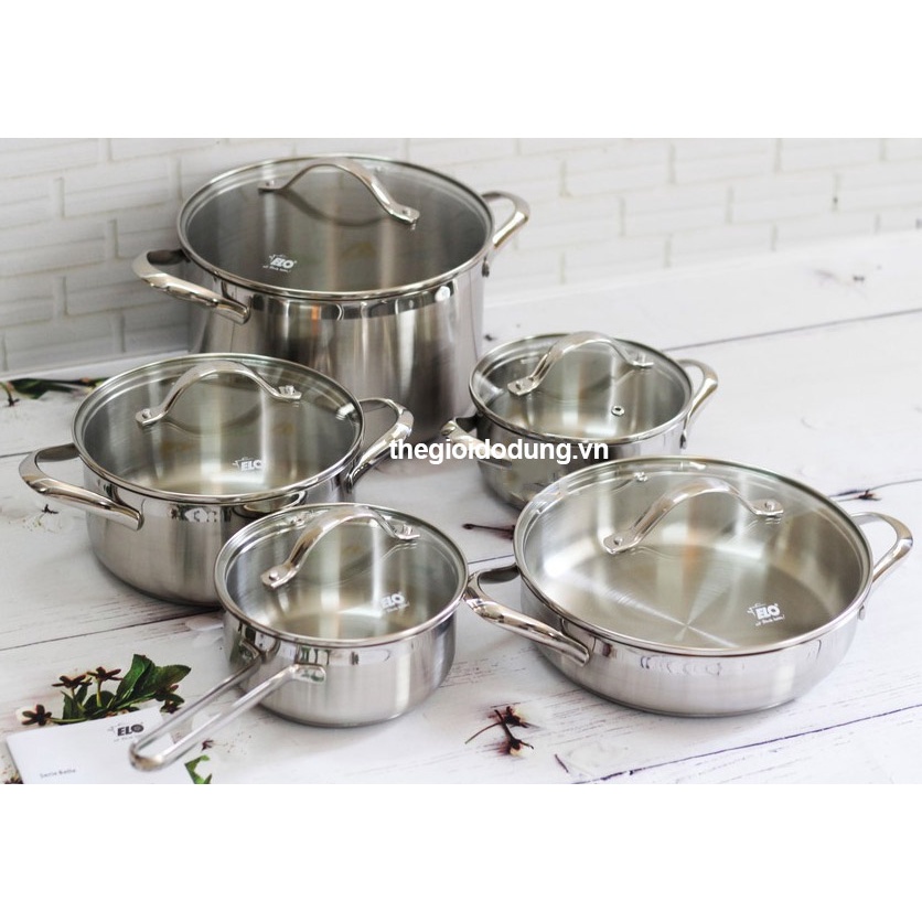 Bộ nồi chảo ELO Belle 5 chiếc Inox 304 của Đức dùng cho bếp từ