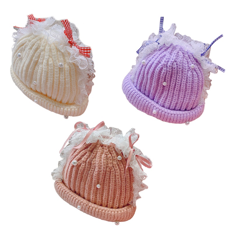 Mũ beanie Đính Ngọc Trai Dễ Thương Cho Bé