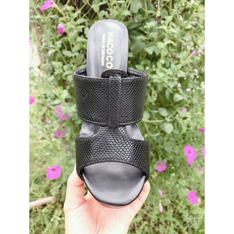 Guốc cao gót nữ cao trên cao dưới 10cm da vân