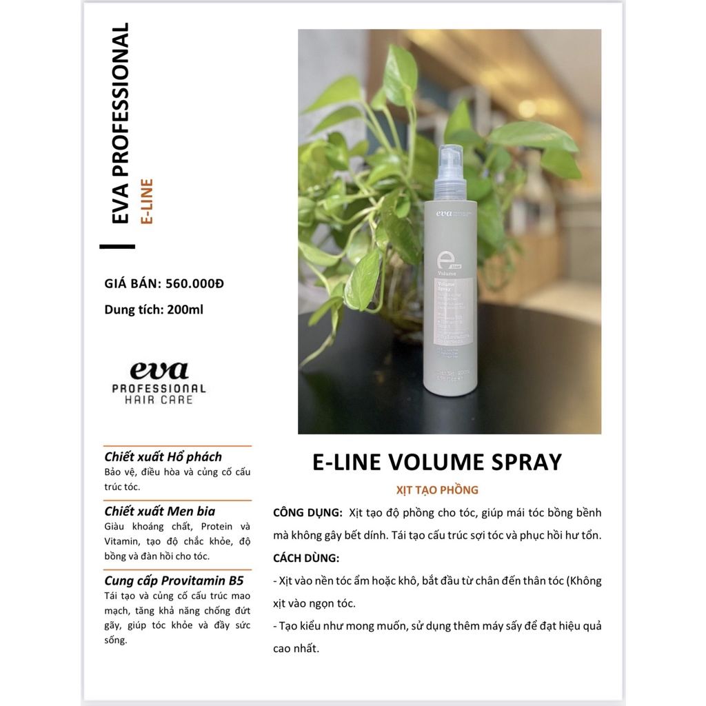 Xịt Tạo Phồng Chân Tóc Eva E-Line Volume Spray 200ML Chính Hãng