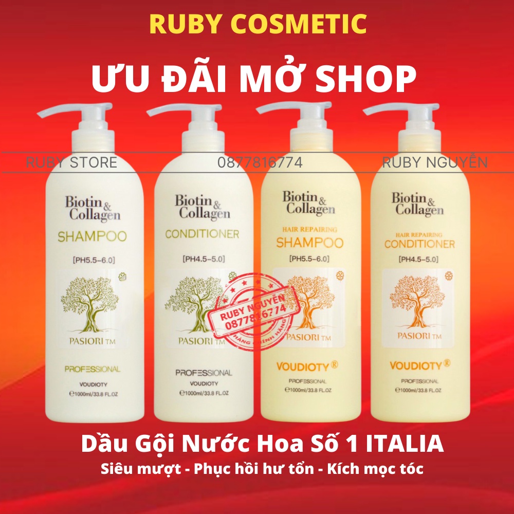 Dầu Gội Biotin Collagen Trắng CHÍNH HÃNG 1000ml Giảm Rụng Tóc Hỗ Trợ Mọc Tóc Phục Hồi Tóc Hư Tổn Khô Xơ - RUBY STORE