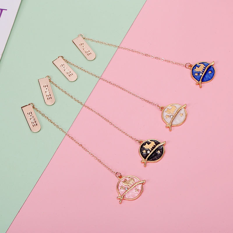 1 Thẻ Đánh Dấu Trang Sách Bằng Hợp Kim Hình Mèo Xương Cá Hoạt Hình Nhỏ Tươi Sáng Sáng Tạo Đánh Dấu Trang Sách Trường Học