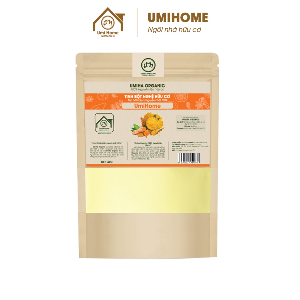 Tinh Bột Nghệ đắp mặt nạ hữu cơ UMIHOME nguyên chất 135g - Giúp dưỡng trắng da, ngừa mụn, mờ thâm nám