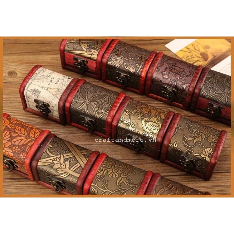 Hộp rương gỗ giả cổ vintage