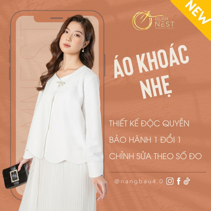 Áo Khoác Bầu Mùa Đông Áo Choàng Thiết Kế Cao Cấp Glam Nest AK002